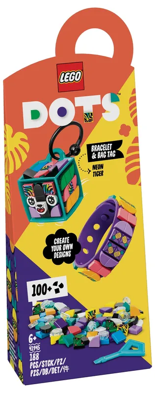 LEGO® DOTS™ Neon Tiger Bracelet & Bag Tag
