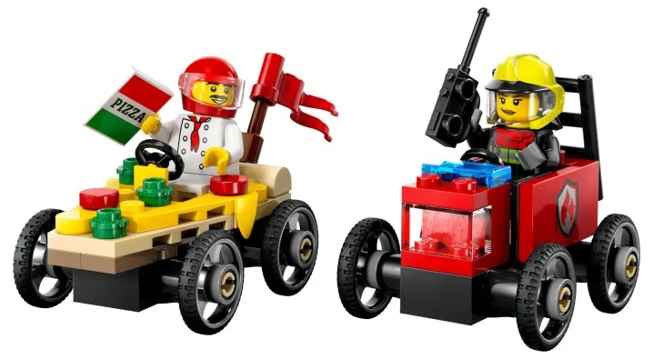 LEGO 60458 Pizza Vs. Fire Truck Race Car Pack - City